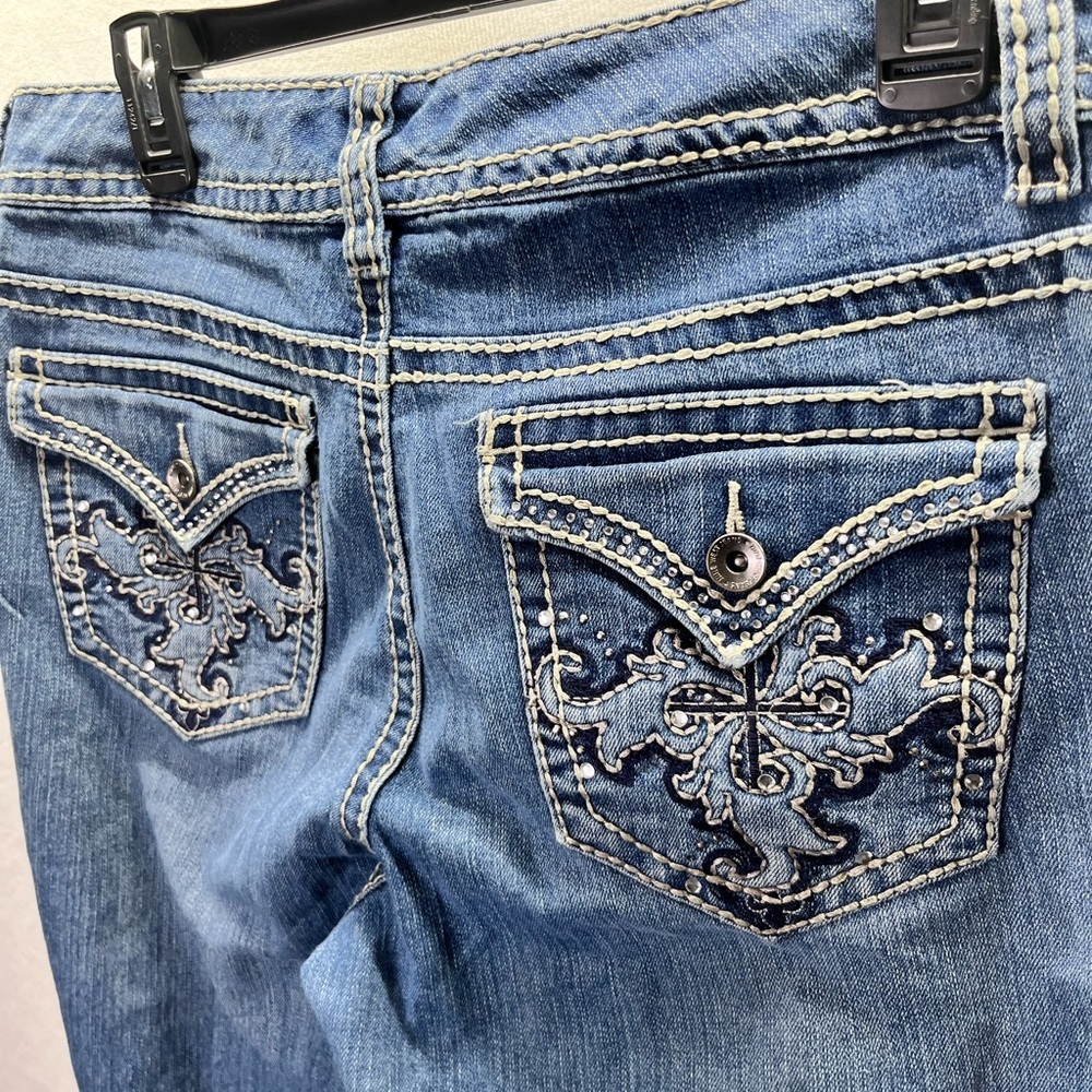 Nine West Flap Pocket Straight Leg Jeans Womens 10 Blue Denim‎ Wide stitch 2561